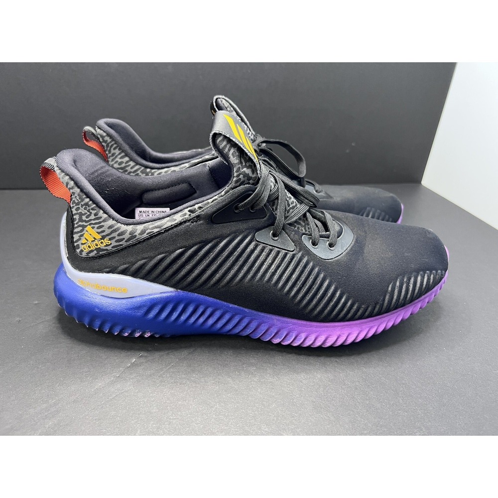 Adidas Alphabounce Black Purple Blue Leopard Print Running Shoes Mens 8 B42351